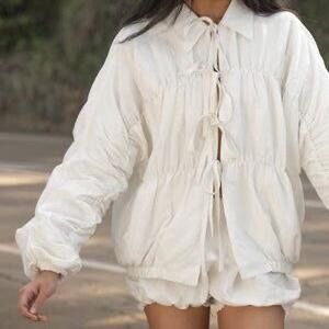 My Mum Made It White Ruche Tie Jacket Small